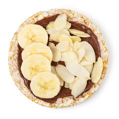 Rice cakes with chocolate paste and banana