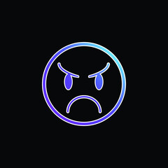 Angry Emoticon Face blue gradient vector icon