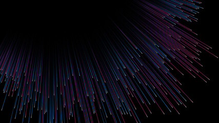 Abstract background. Lines composed of glowing on black vector background