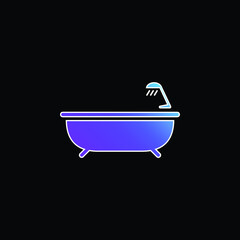 Bath Tub With Shower blue gradient vector icon
