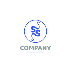 Fototapeta premium SS letters with Elephant face symbol. SS new blue logo. SS company logo vector.