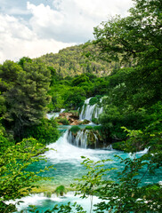 Waterfall in Krka National Park in Croatia, Europe, HDR