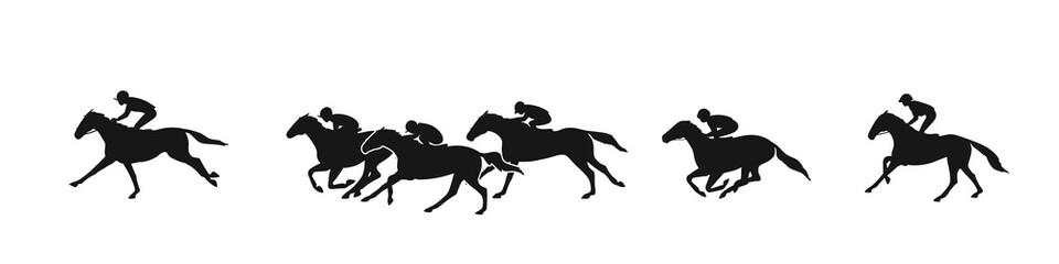Vector silhouettes of a horse race