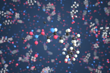 Amyl nitrate molecule, conceptual molecular model. Scientific 3d rendering