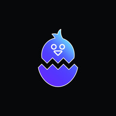 Boken Egg With Chicken blue gradient vector icon