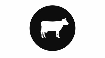 Cow Icon. Vector isolated black and white illustration of a cow in a circle