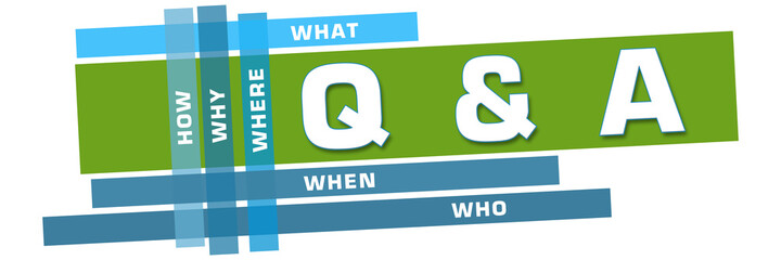 Q And A - Questions And Answers Green Blue Word Cloud Horizontal Stripes 
