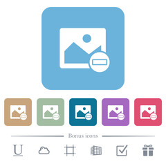 Remove image flat icons on color rounded square backgrounds