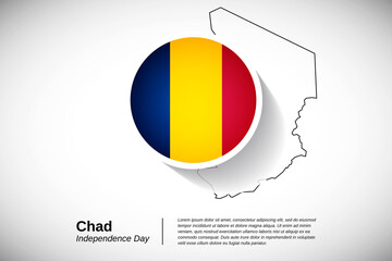 Independence day of Chad. Creative country flag of Chad with outline map illustration - Powered by Adobe