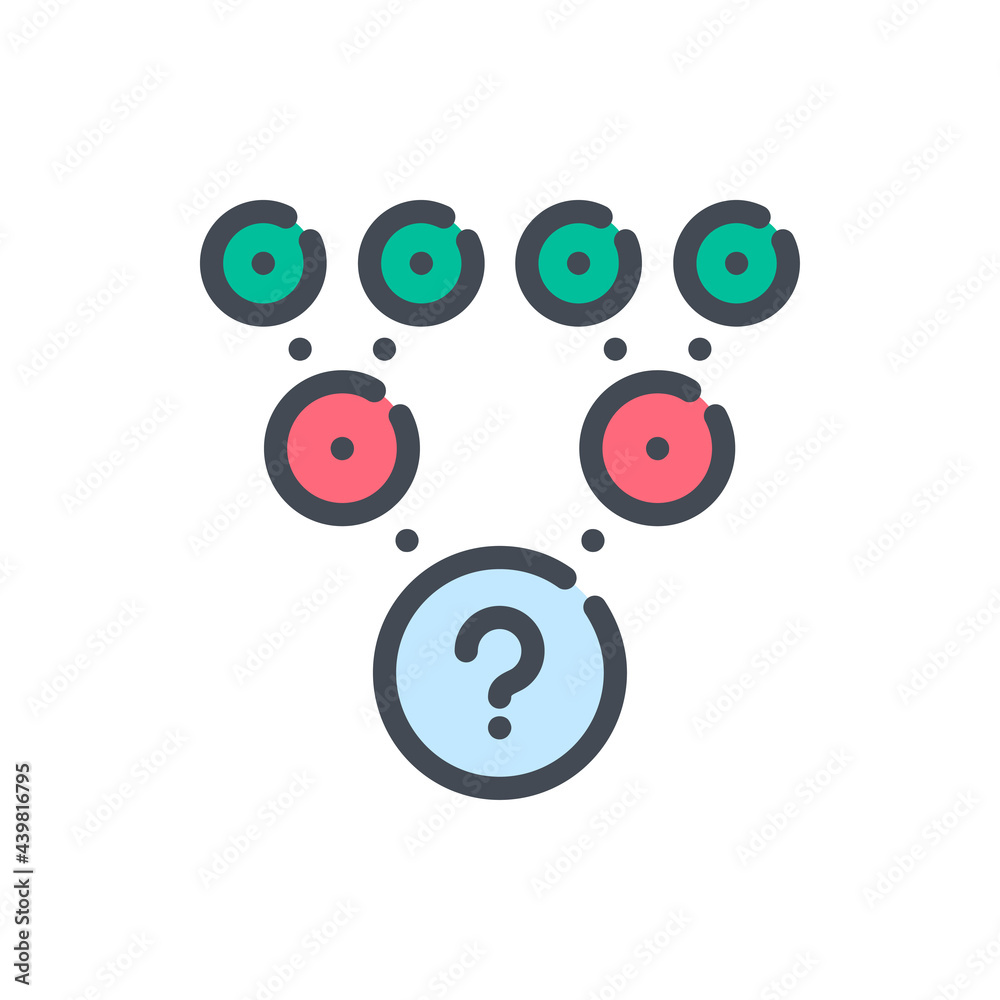 Poster different ways to solve the problem color line icon. big circle with question mark connected to smal