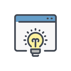 Online creativity and web help tips color line icon. Website with light bulb vector outline colorful sign.
