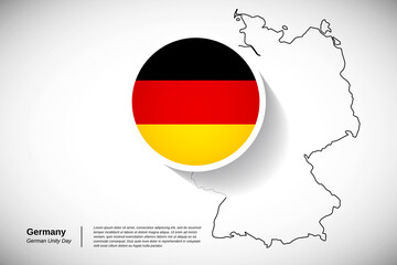 German unity day of Germany. Creative country flag of Germany with outline map illustration