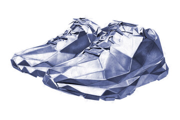 Low poly sketch of a pair of running shoes. - 439817783
