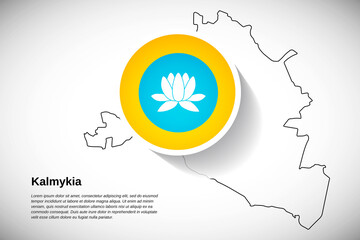 National day of Kalmykia. Creative country flag of Kalmykia with outline map illustration