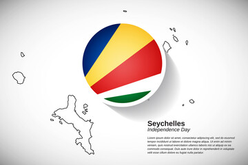 Independence day of Seychelles. Creative country flag of Seychelles with outline map illustration