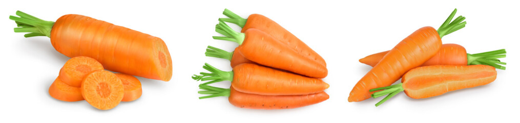 Carrot isolated on white background . Set or collection