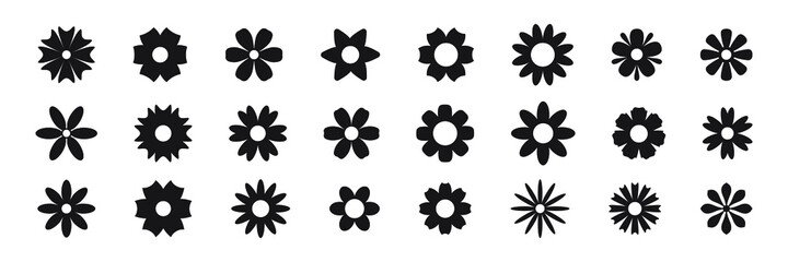 Flower icon set, vector isolated