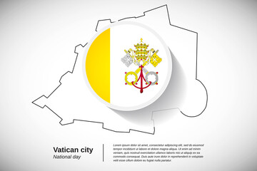 National day of Vatican city. Creative country flag of Vatican city with outline map illustration