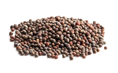 Pile of radish seeds isolated on white ready to plant