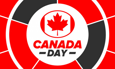 Happy Canada Day. National holiday, celebrated annual in July 1. Canadian flag. Maple leaf. Patriotic symbol and elements. Poster, card, banner and background. Vector illustration