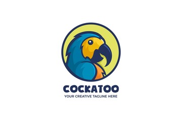 Cockatoo Bird Cartoon Mascot Character Logo Template