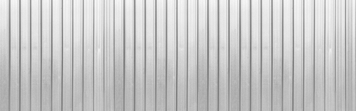 Panorama of White Corrugated metal background and texture surface or galvanize steel