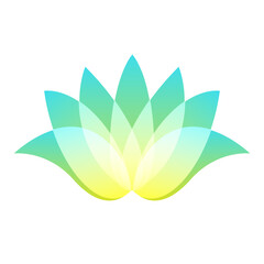Lotus logo with gradient leaves and lines. Abstract flower design template label. Jpeg illustration