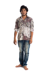 Young man posing on a white background