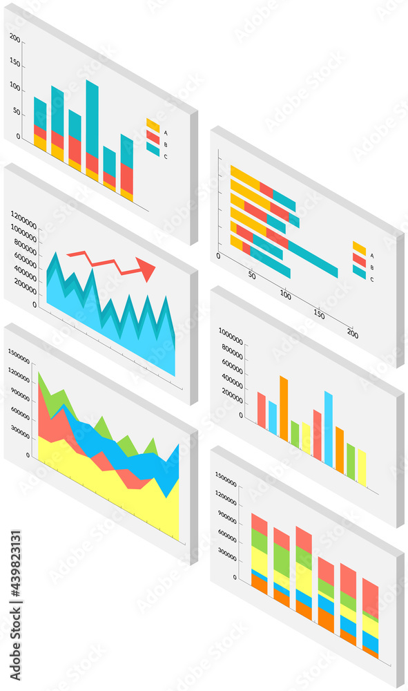 Poster visualize with business analytics. work with statistical data analysis, changing indicators. analyze