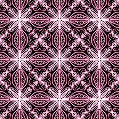 Seamless abstract geometric floral monochrome surface pattern