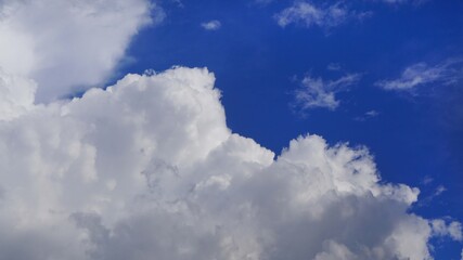 Naklejka na ściany i meble background blue sky with white cumulus clouds texture