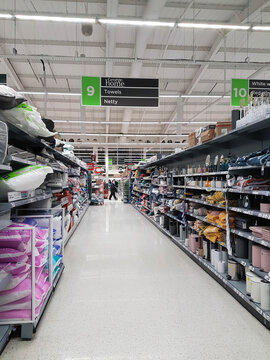 Homewares and pillows for sale in asile in Asda supermarket