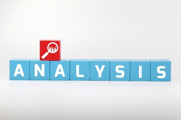 red and blue cubes with the word analysis