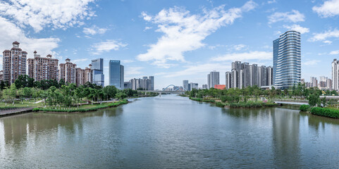 Cityscape of Nansha Free Trade Zone, Guangzhou, China
