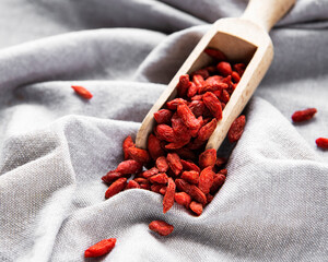 Dry red goji berries for a healthy diet.