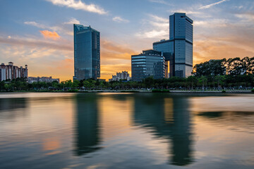 Fototapeta na wymiar Sunset scenery of Nansha city, Guangzhou, China