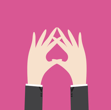 Two hand in  heart shape icon,love together concept