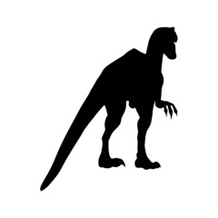 Black silhouette dinosaur isolated on white background