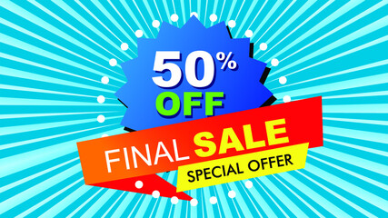 Attention-grabbing sales banner. super 50% discount tag collection. Vector poster, banner and label isolated.