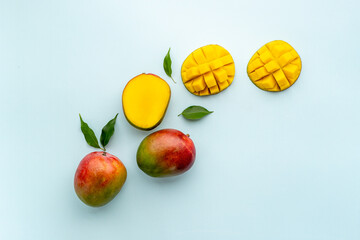 Mango layout - tropical fruits abstract background