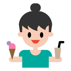 Girl with drink and ice-cream