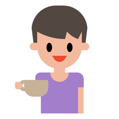 Boy is holding coffee