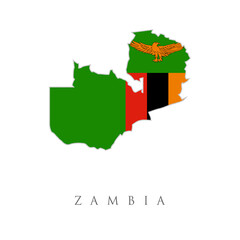 map of Zambia and Zambian flag illustration. Zambia flag map. The flag of the country in the form of borders. Stock vector illustration isolated on white background.