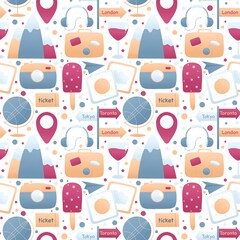 light pattern with things for travel