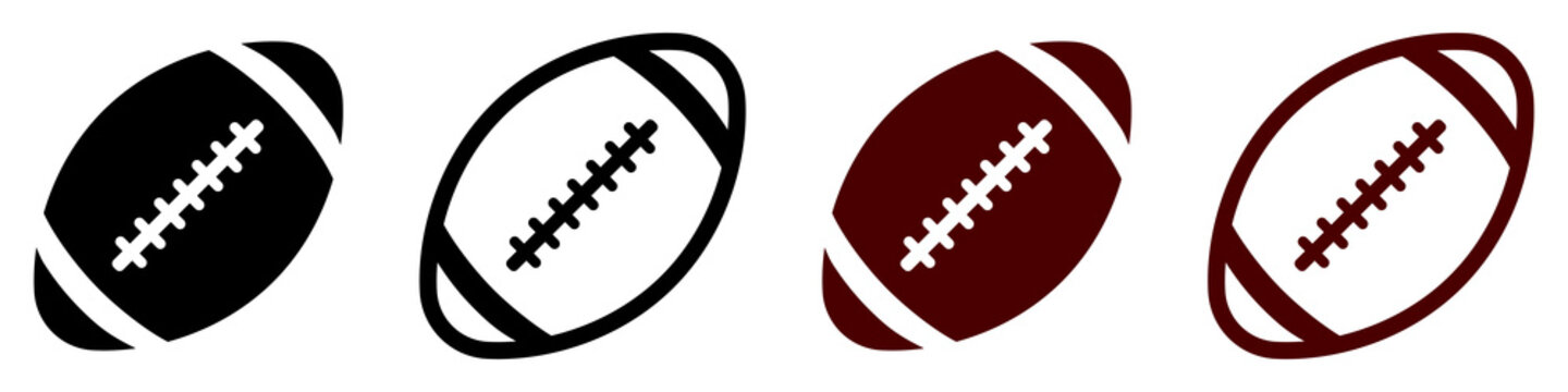 Set of American football balls icons. American football ball, rugby. Sport symbol. Vector illustration.
