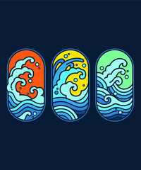 PACK OF WAVES IN SUMMER FLAT DESIGN 
