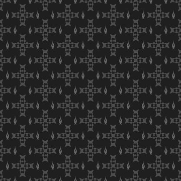 Dark background pattern with decorative ornaments on a black background, wallpaper. Seamless pattern, texture. Vector image