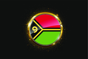 Vanuatu flag inside a circular golden emblem