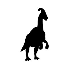 Black silhouette dinosaur isolated on white background