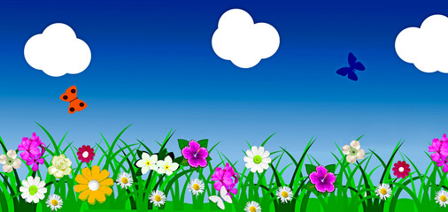Fototapeta na wymiar Spring Flower Meadow - Digital Art